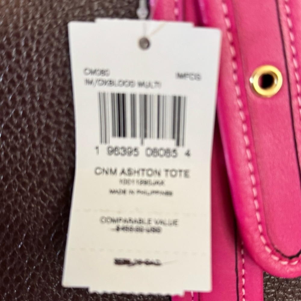 Coach Ashton Tote Bag #CM080 Oxblood & Fuchsia Pebble Leather $450 Retail - NWT - Picture 11 of 14